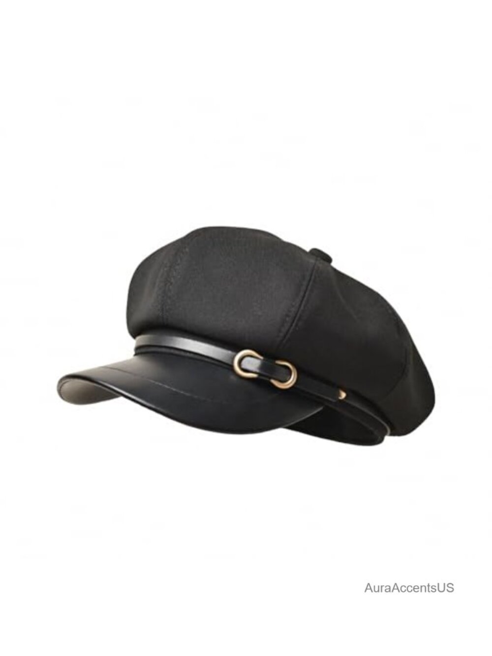 Womens Newsboy Cap PU Leather Cabbie Hat Adjustable One Size